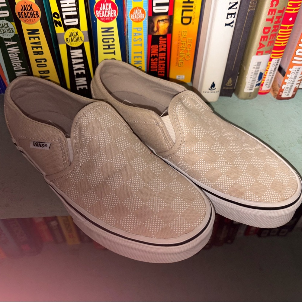 Vans Beige Checkered Slip-On Shoes